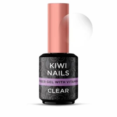 KIWI NAILS FIBER GEL WITH VITAMIN CLEAR- erősített géllakk alap