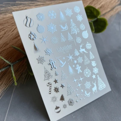 Vizes Matrica Fs 197 Ezüst karácsonyi szimbólumok