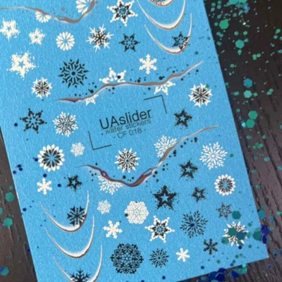 Vizes Matrica CF 018 Ezüst Karácsonyi hópelyhek ezüst