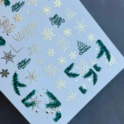 Vizes Matrica CF 001 Arany hópelyhek és fenyő ágak