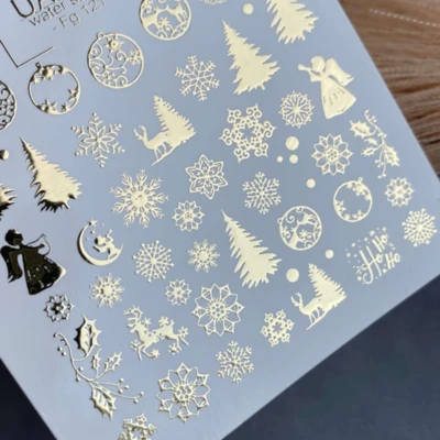 Vizes Matrica Fg 121 Arany hópelyhek és karácsonyfák | Szünidő