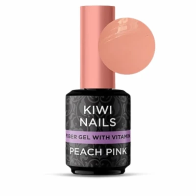KIWI NAILS FIBER GEL WITH VITAMIN PEACH PINK- erősített géllakk alap
