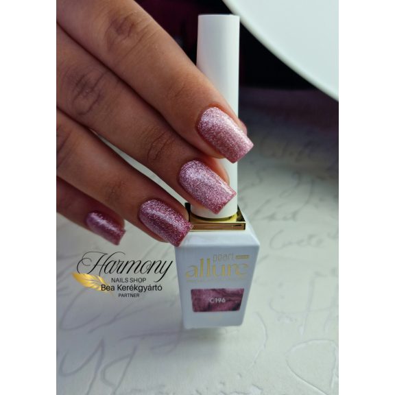 allure C196 prémium rózsaszín csillámos effekt gél lakk