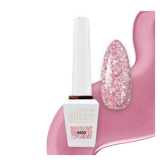 allure G003 prémium rózsaszín csillámos effekt gél lakk
