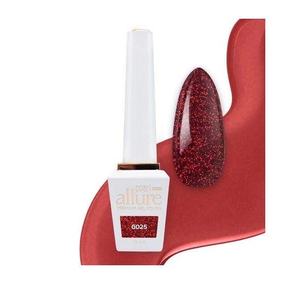 allure G025 prémium piros csillámos effekt gél lakk