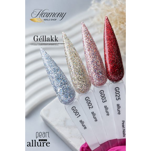 allure G025 prémium piros csillámos effekt gél lakk
